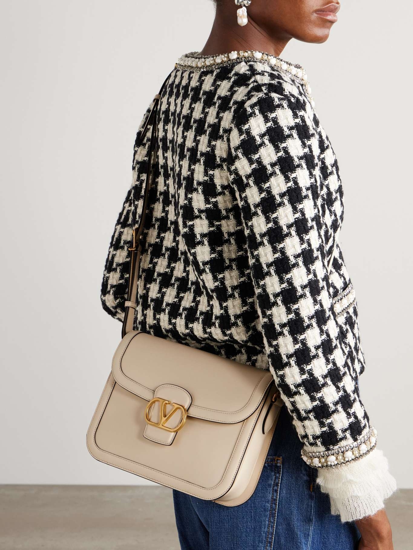 9-to-5 leather shoulder bag Off-white - 6