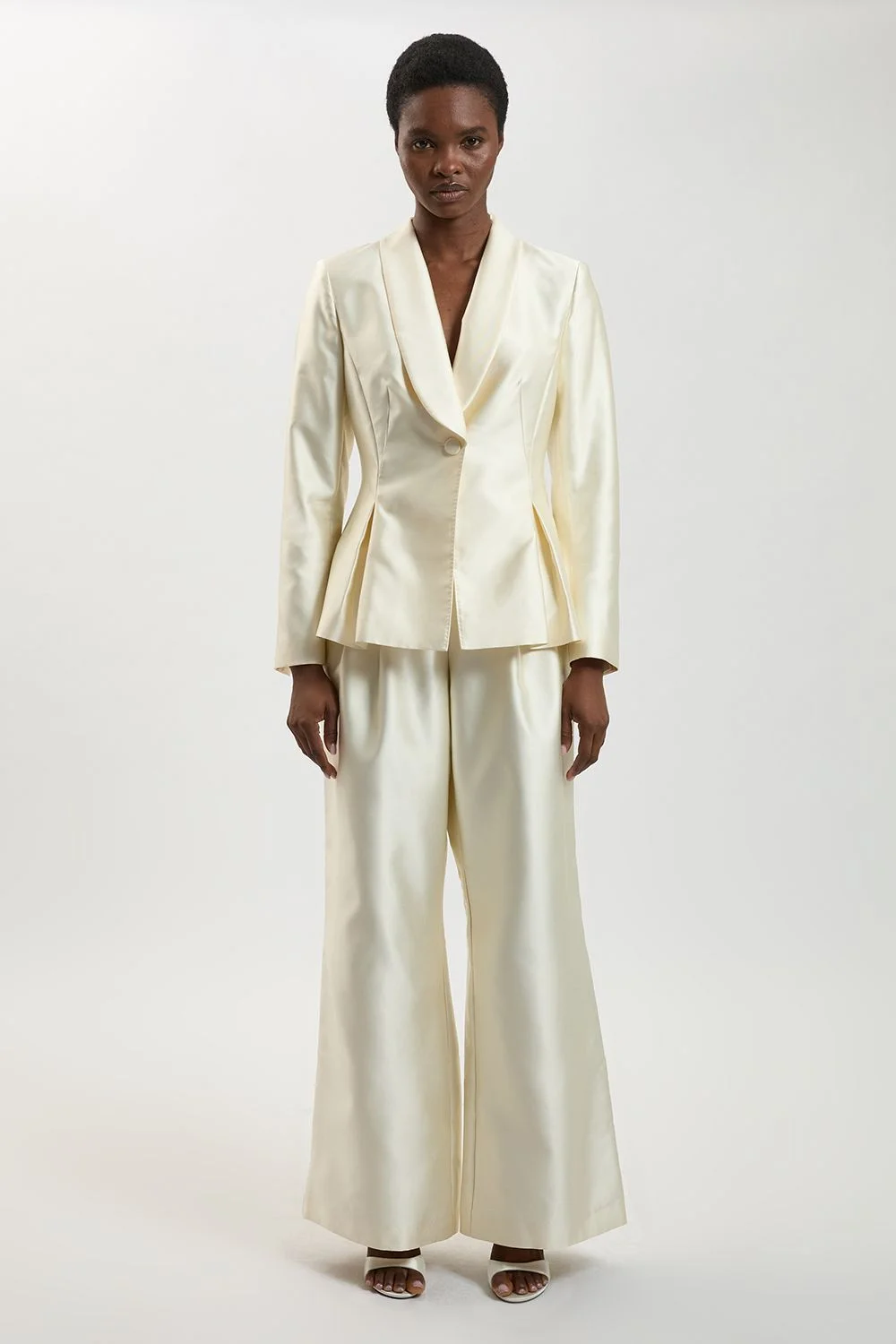Structured Satin Tailored Trouser - 1