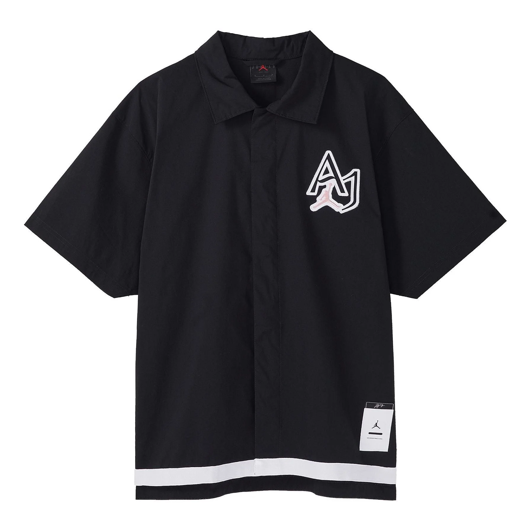 Men's Air Jordan Logo Embroidered Casual Short Sleeve Shirt Black DM1417-010 - 1