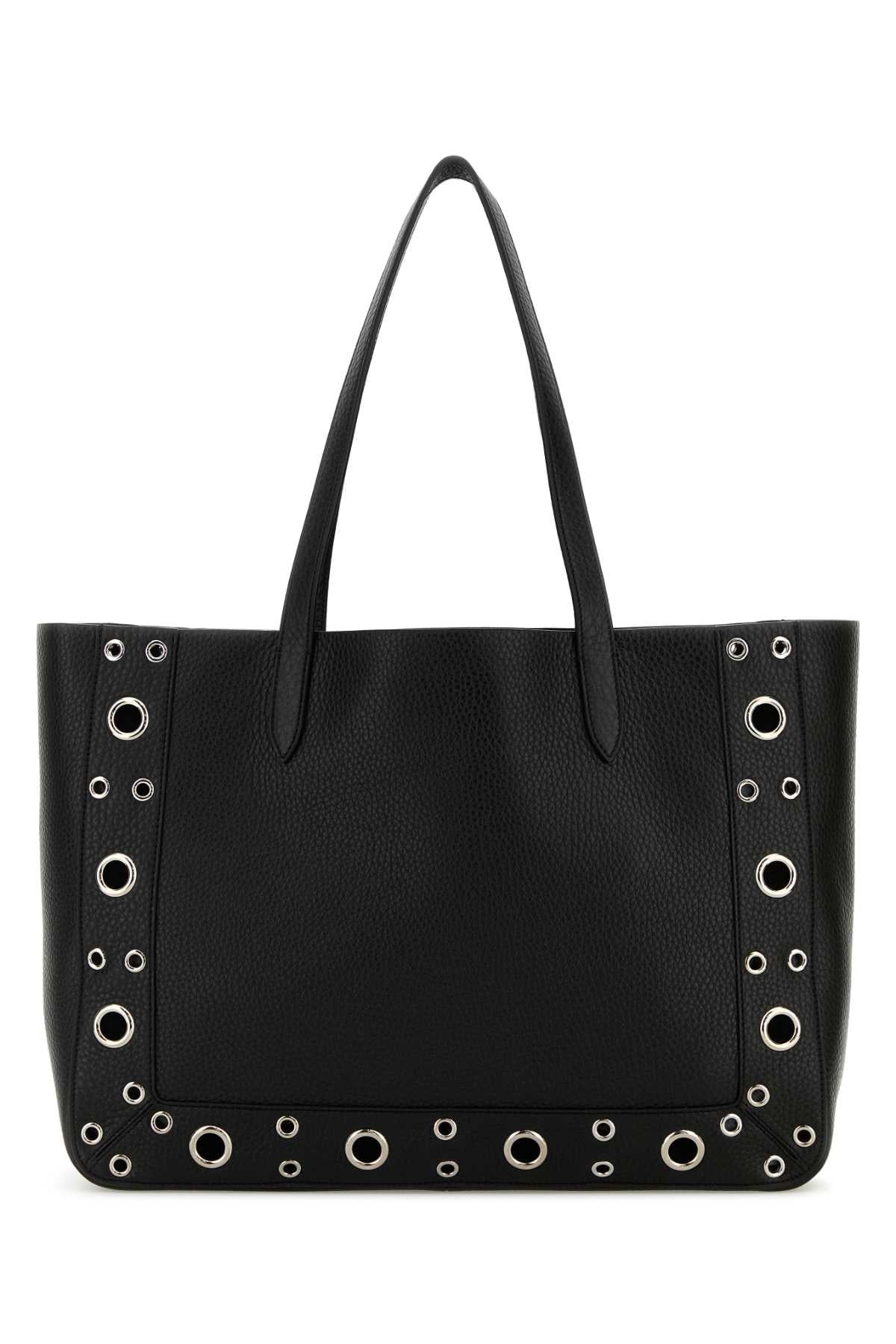 Valentino Garavani Women Black Leather Vlogo Signature Shopping Bag - 3
