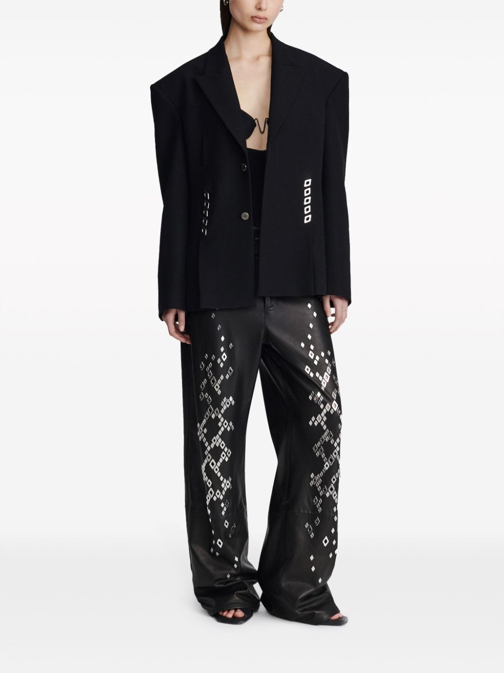 diamond-stud oversized blazer - 3
