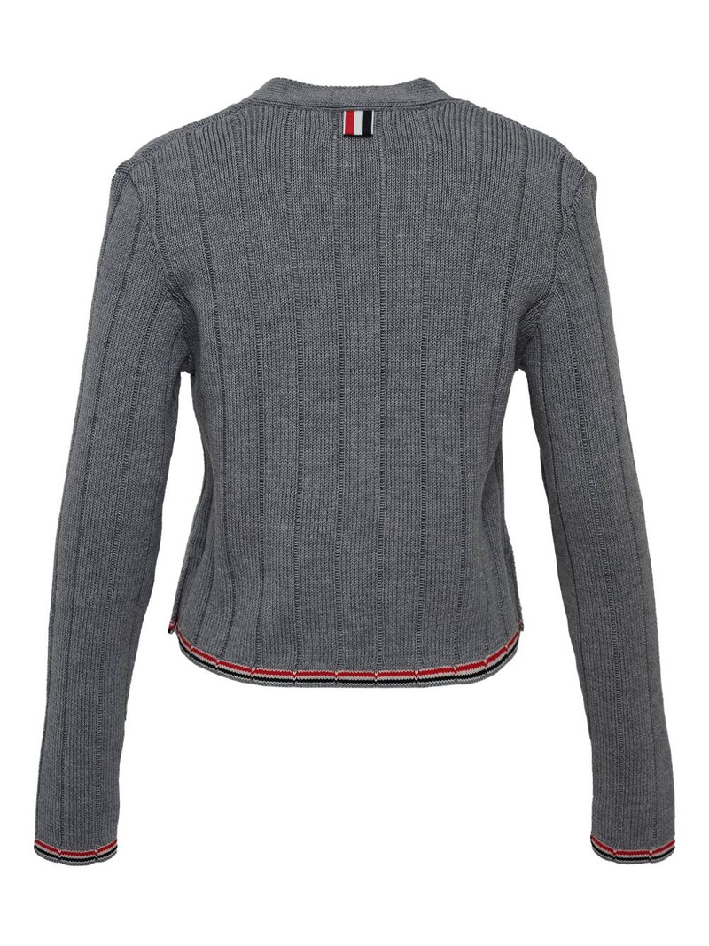 Thom Browne ribbed-knit V-neck cardigan outlook