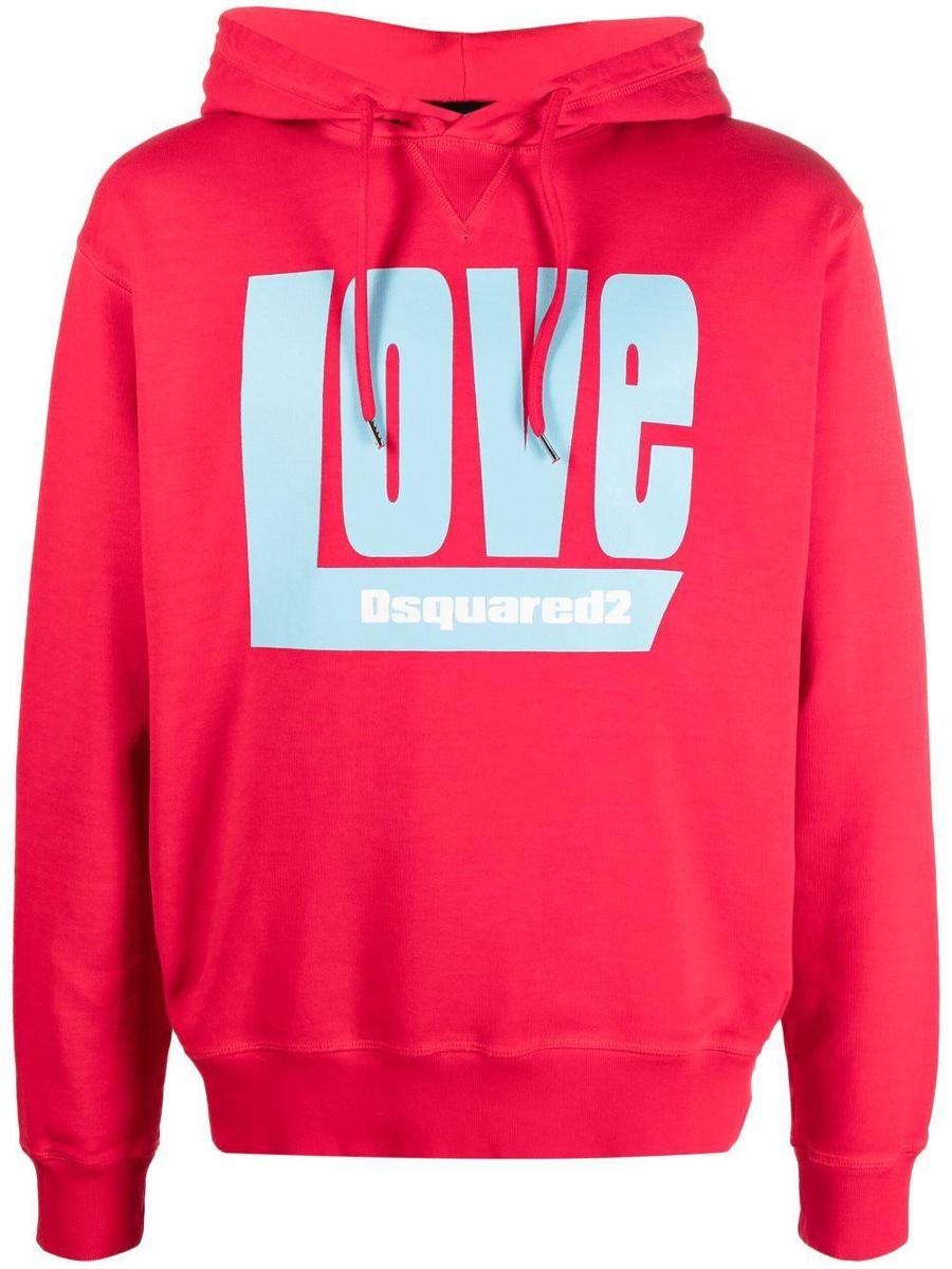 DSQUARED2 'LOVE' LOGO-PRINT HOODIE - 1