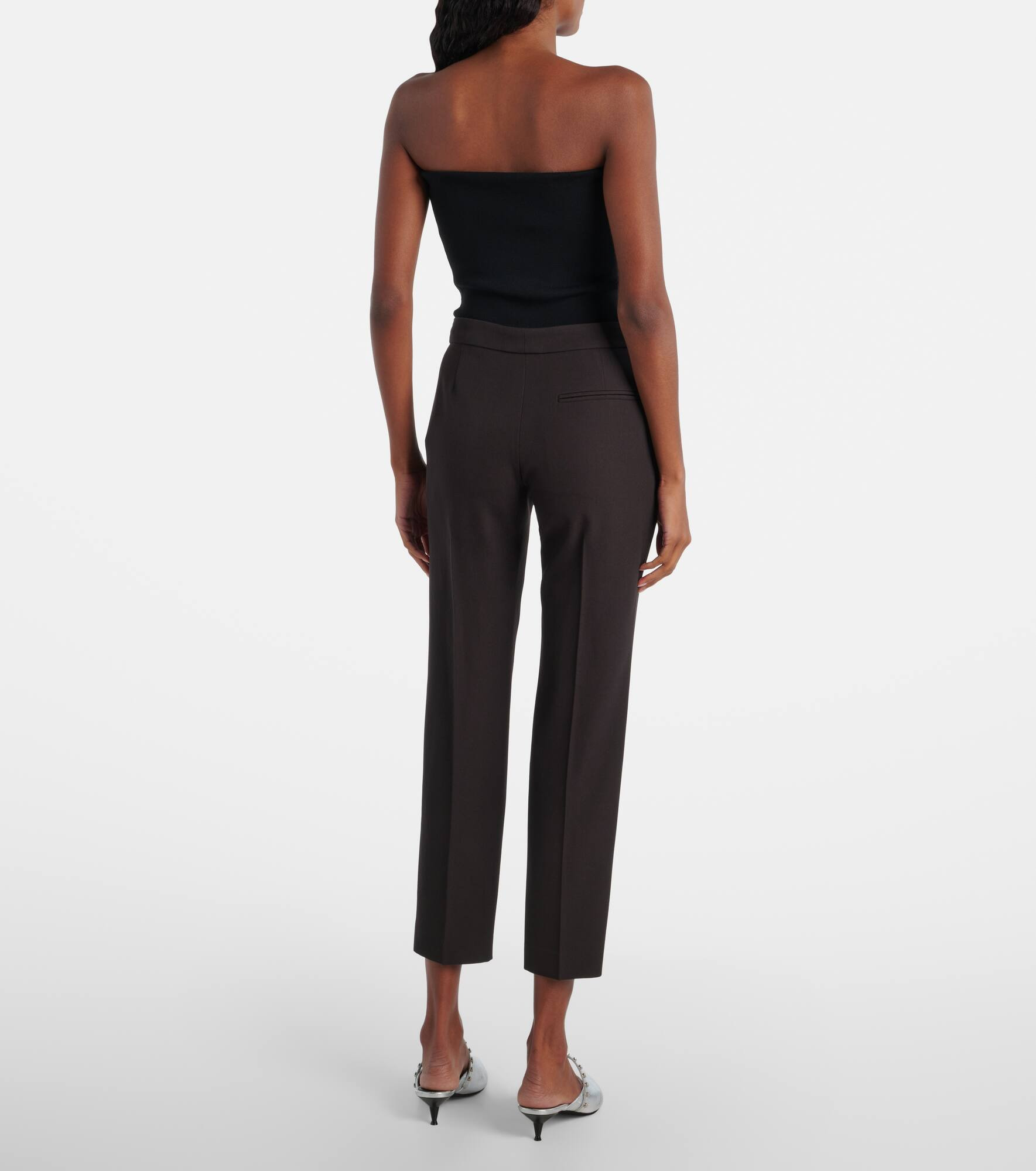 Mid-rise wool canvas crêpe straight pants - 3