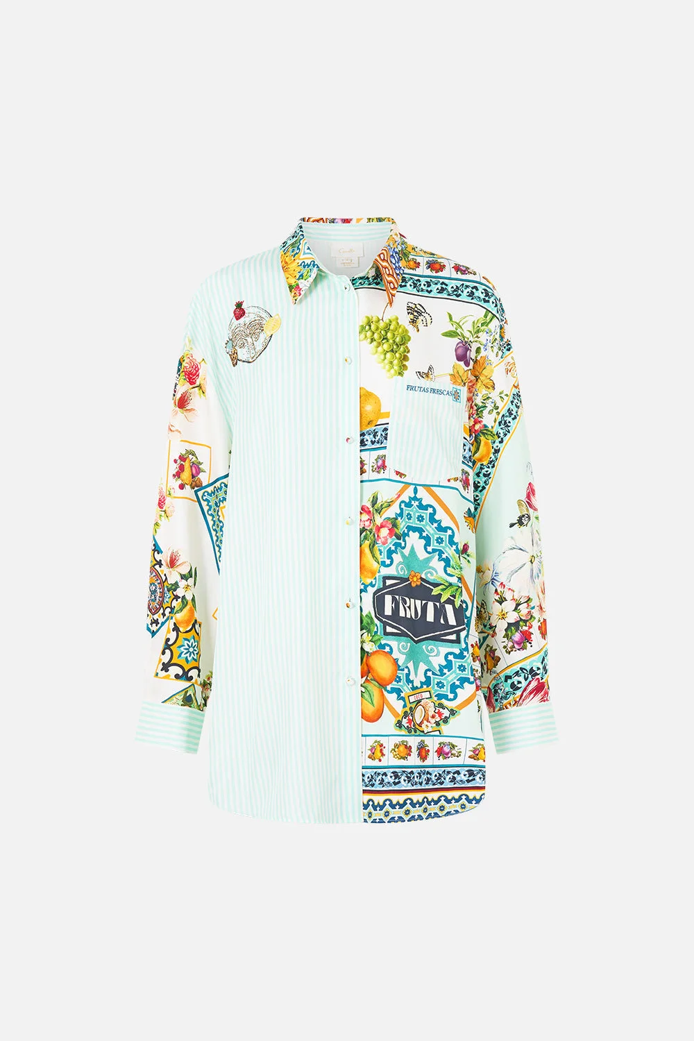 LONG SLEEVE OVERSIZED SHIRT WITH POCKET - 1