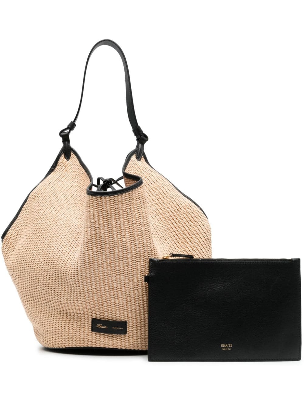 medium Lotus raffia tote bag - 1