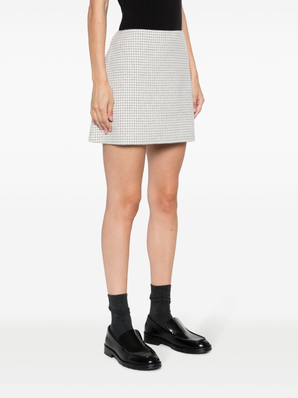 checked wool miniskirt - 3