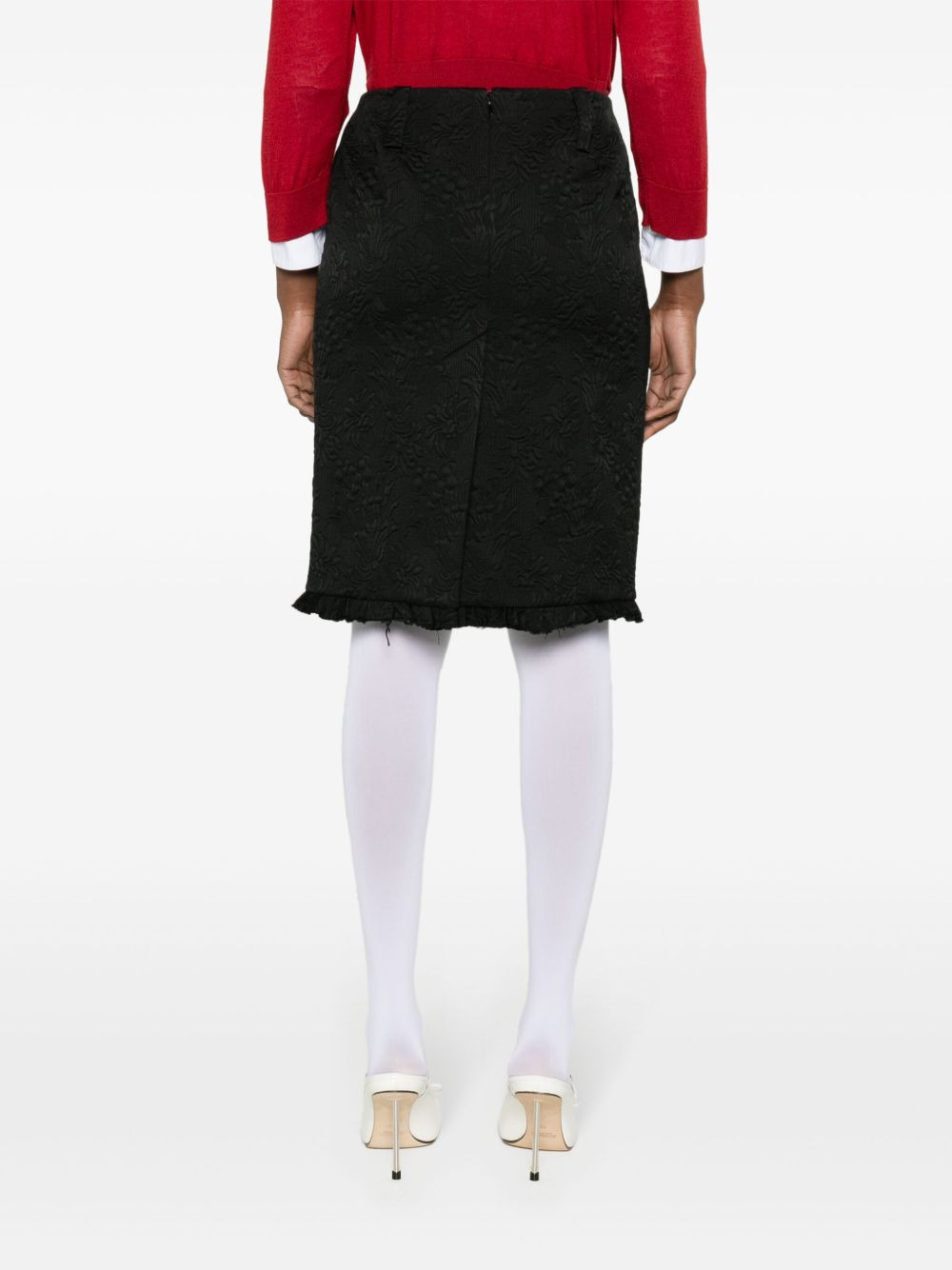 floral-matelassé pencil skirt - 4