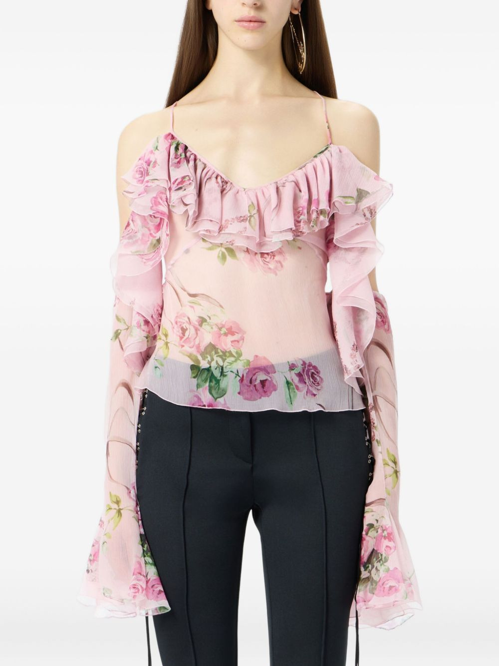 ruffled floral-print top - 3