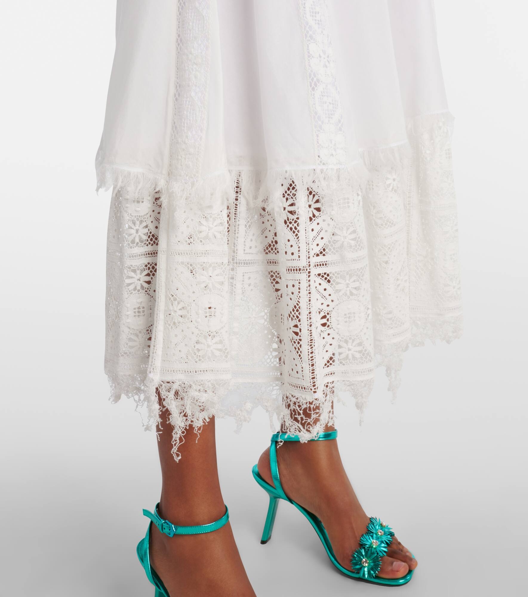 Paula's Ibiza cotton and silk midi skirt - 5