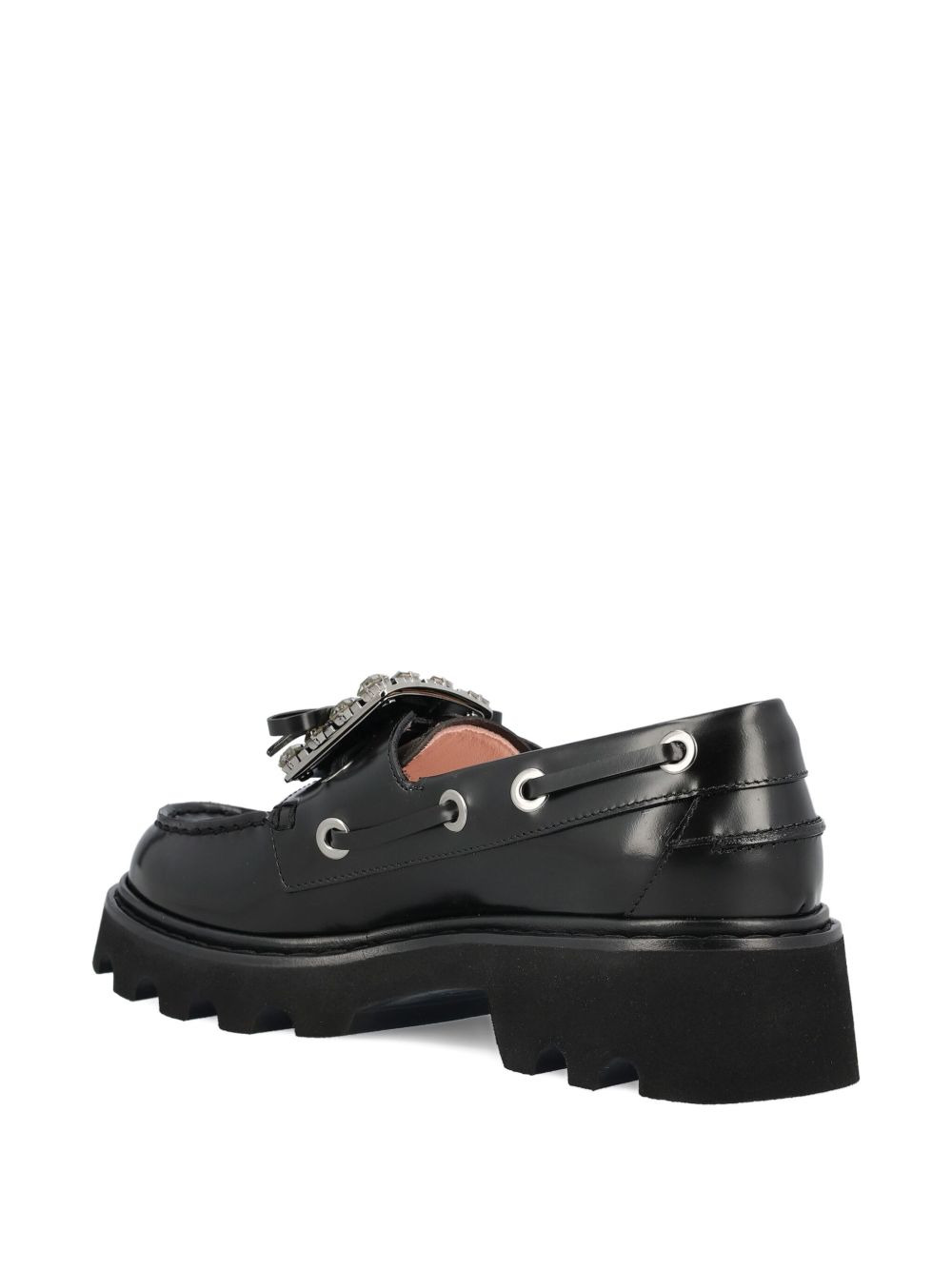 crystal-embellished boat loafers - 4