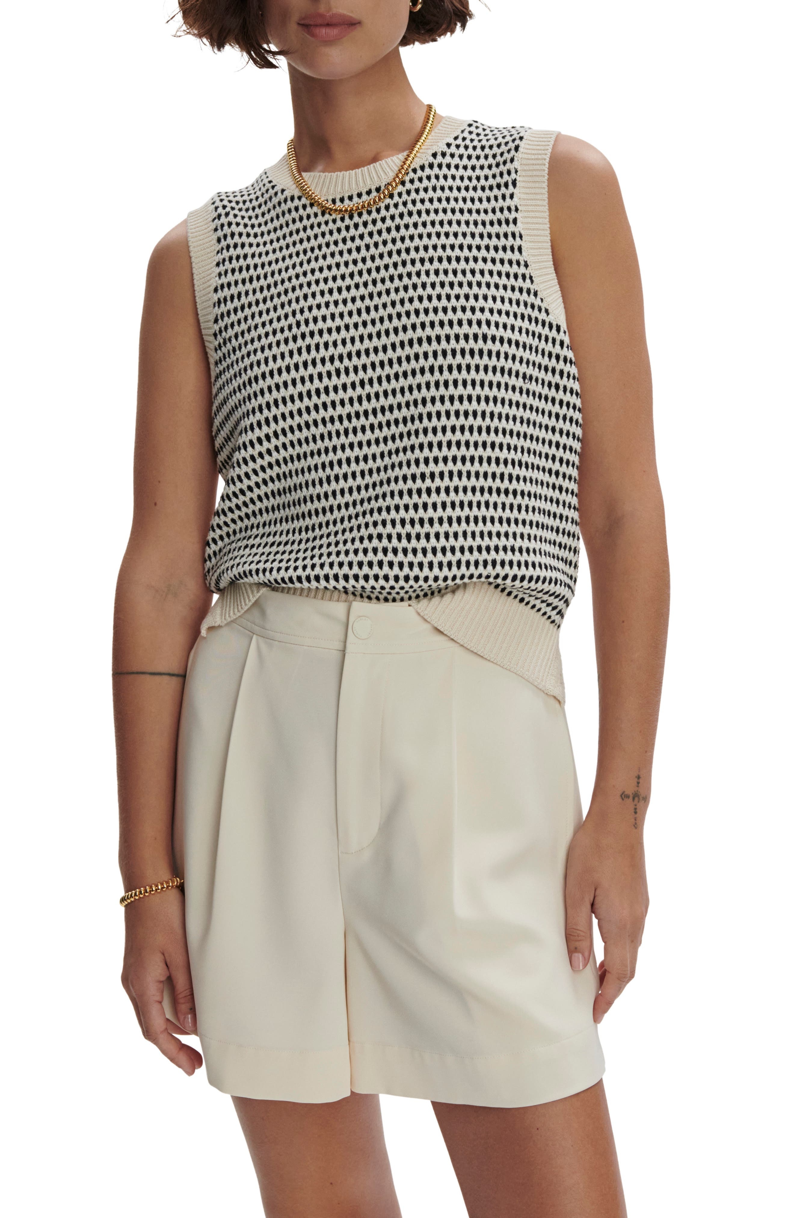 Varley Knowles Textured Cotton Vest in Birch Multi Stitch at Nordstrom - 1