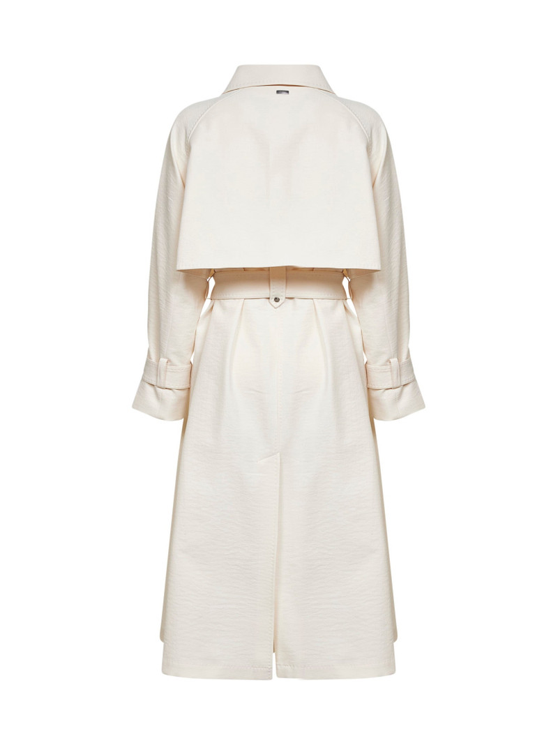 Herno Ivory Fresh Crinkle Woven belted trench coat outlook