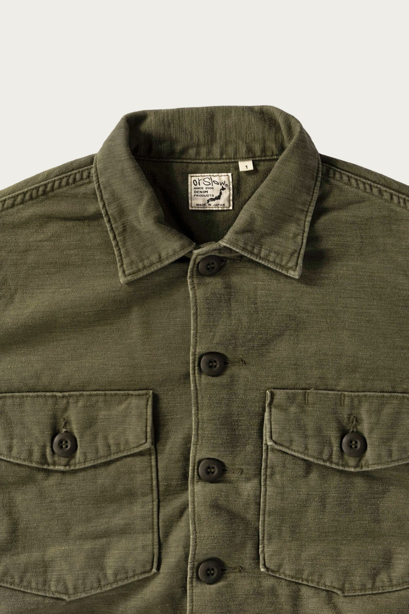 orSlow Vintage Washed 4 Pockets US Army Shirt - Dark Olive Stone outlook