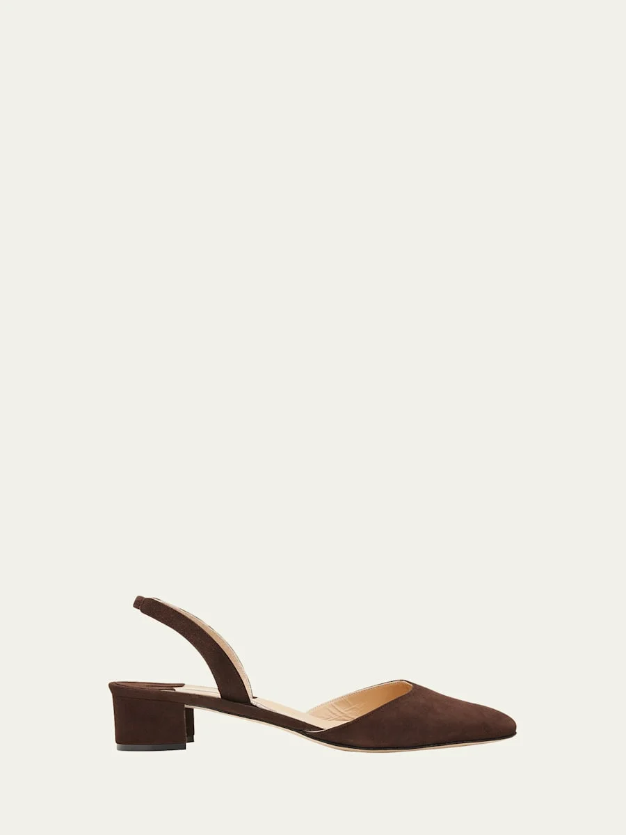 Aspro Suede Slingback Ballerina Pumps - 1