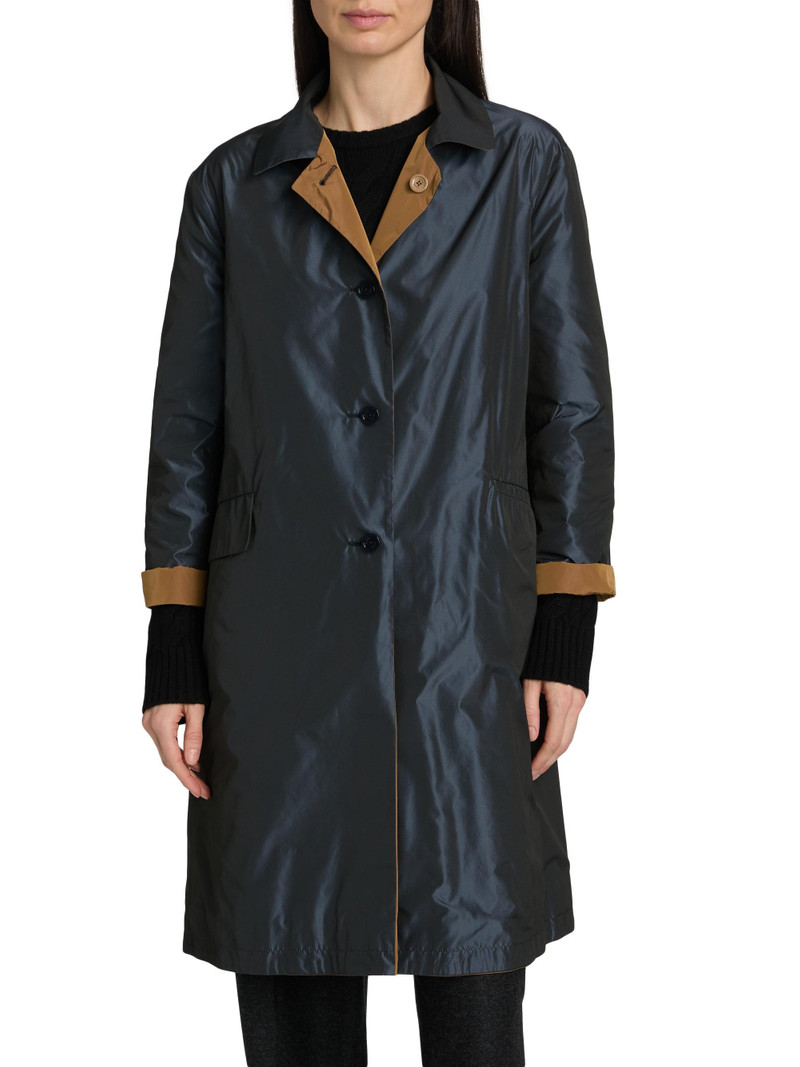 Women's Techno Taffeta Reversible Oversized Topper Coat - Navy Tobacco 3