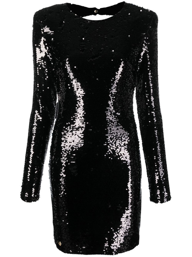 long-sleeved sequin-embellished dress 1