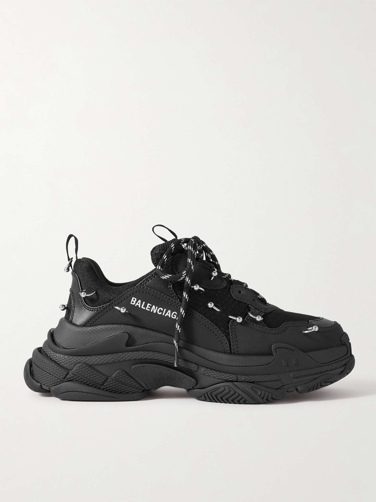 Triple S Piercing Mesh, Rubber and Leather Sneakers - 1