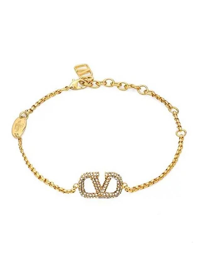 Valentino V Logo Crystal Bracelet Gold | balaan | REVERSIBLE