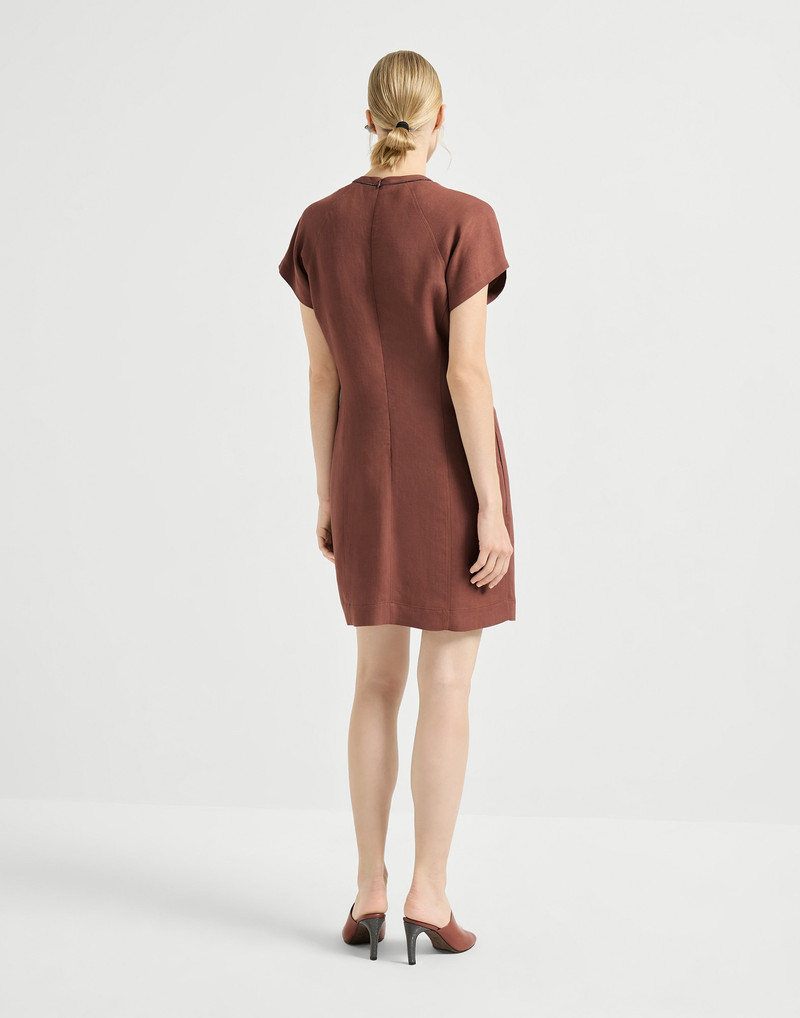 Viscose and linen fluid twill t-shirt dress with shiny trim 3
