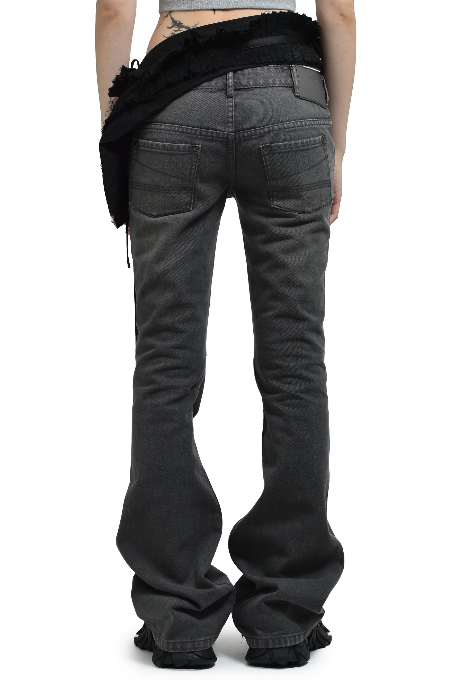 PLEATS LAYERED POUCH BELT / BLK - 3