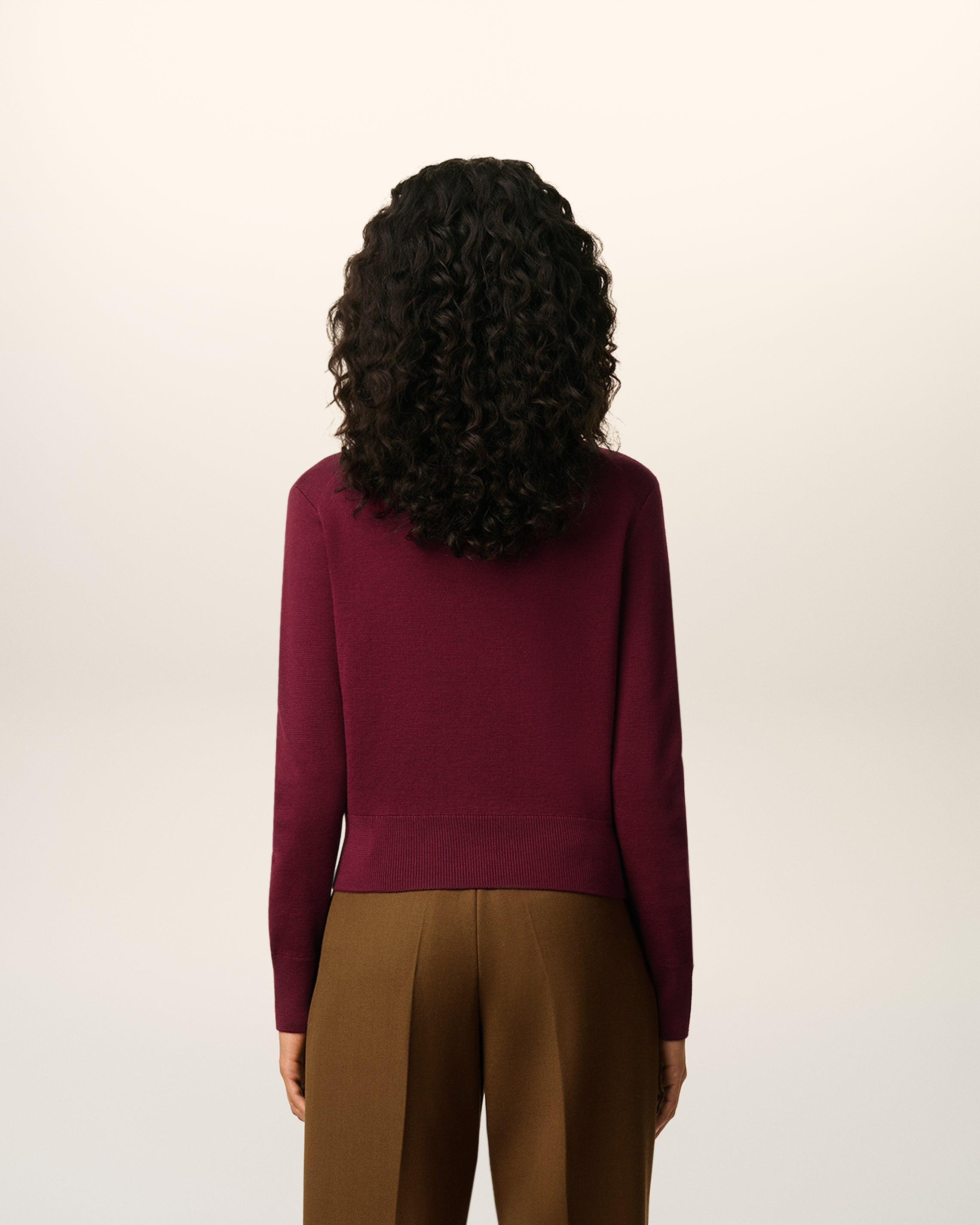 BURGUNDY WOOL AMI DE COEUR CREWNECK SWEATER - 5