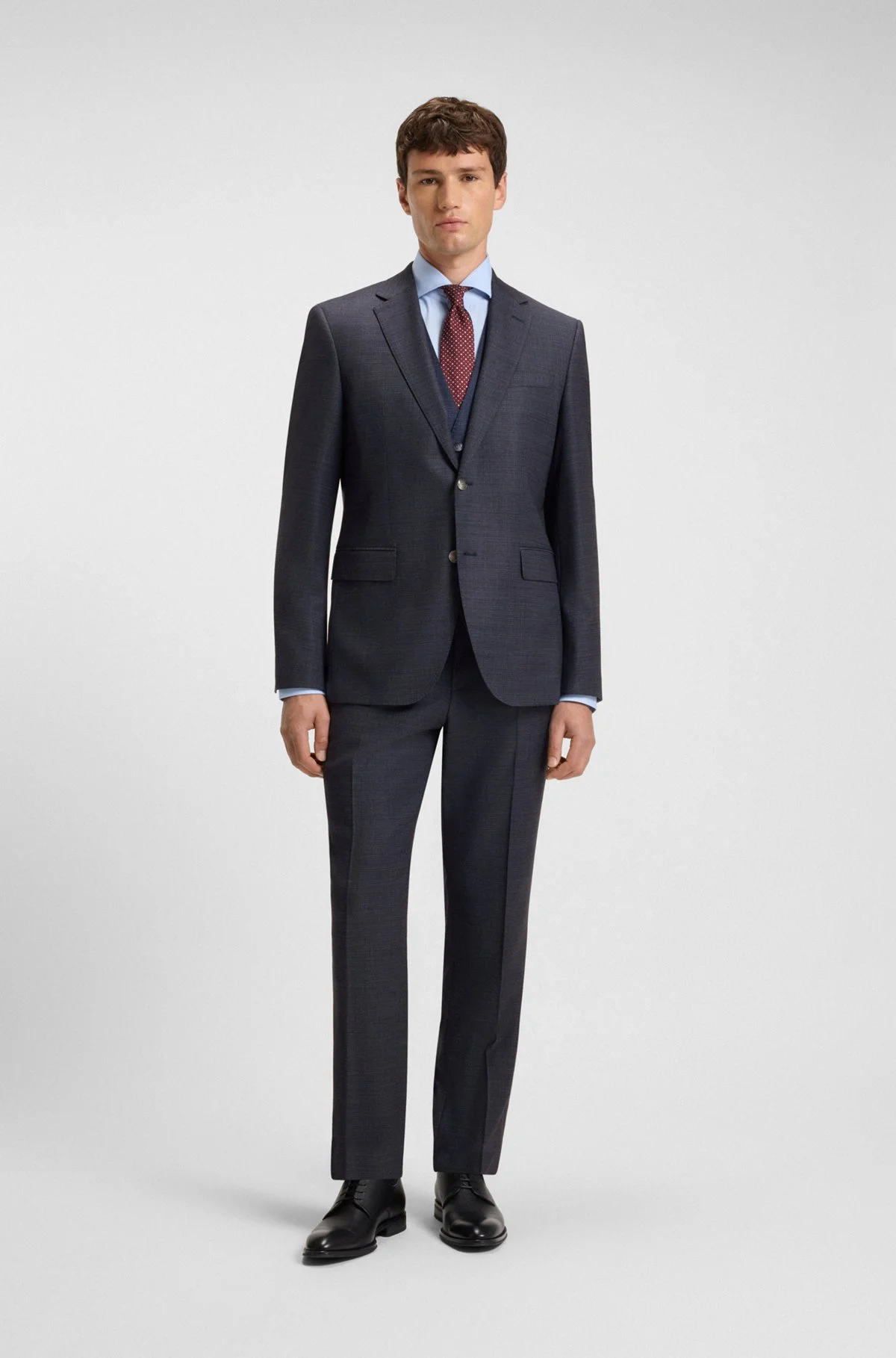 THREE-PIECE REGULAR-FIT SUIT IN STRETCH VIRGIN WOOL - 1