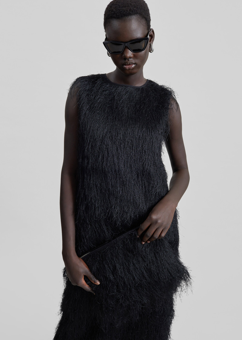Loulou de Saison Tiwa Fringed Maxi Dress - Black 8