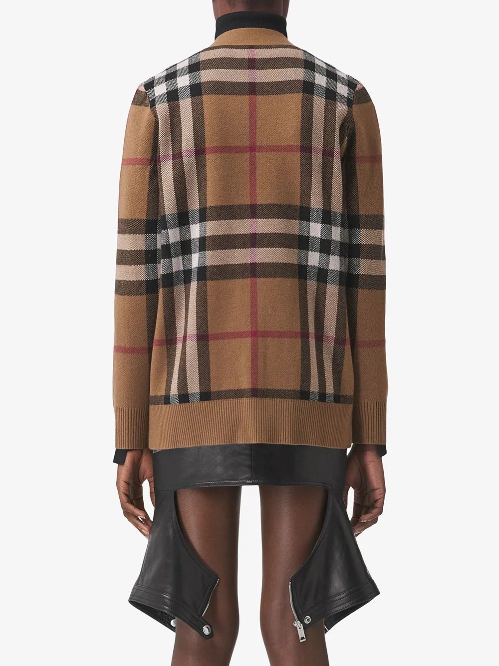 checked wool-cashmere blend cardigan - 4