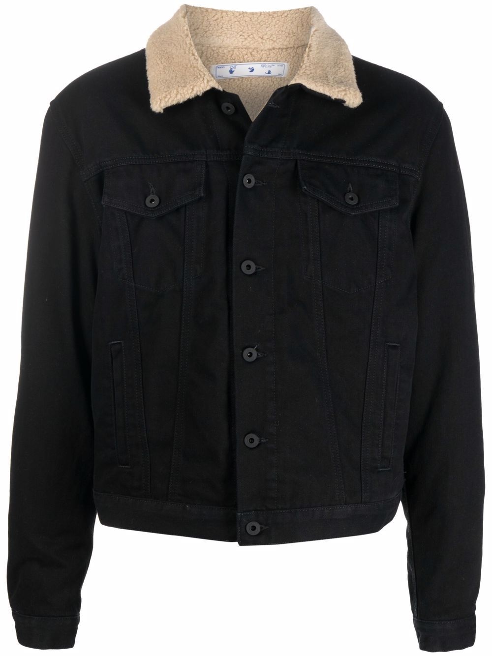 contrast-collar denim jacket - 1