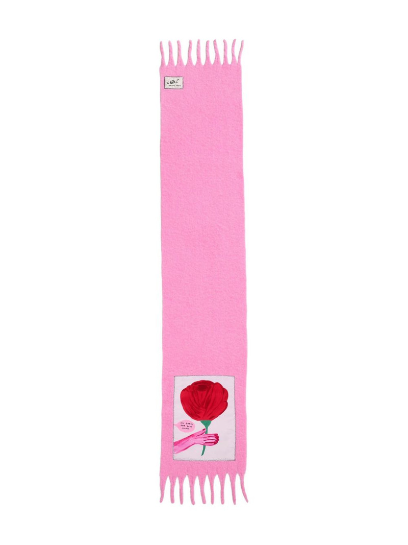 Oh Rose print fringed scarf 1