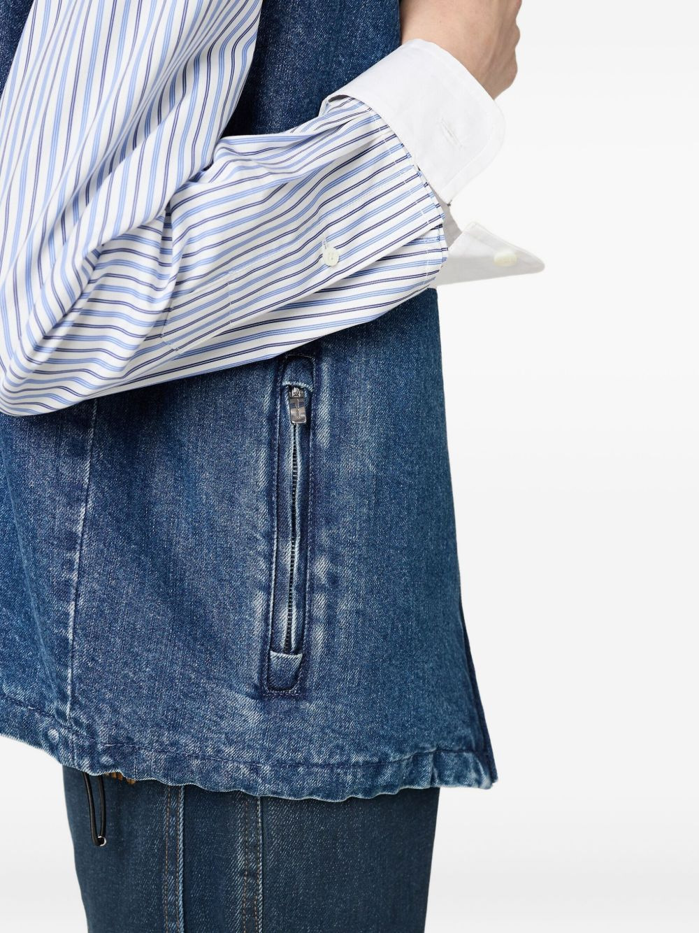 logo-embroidered denim gilet - 4