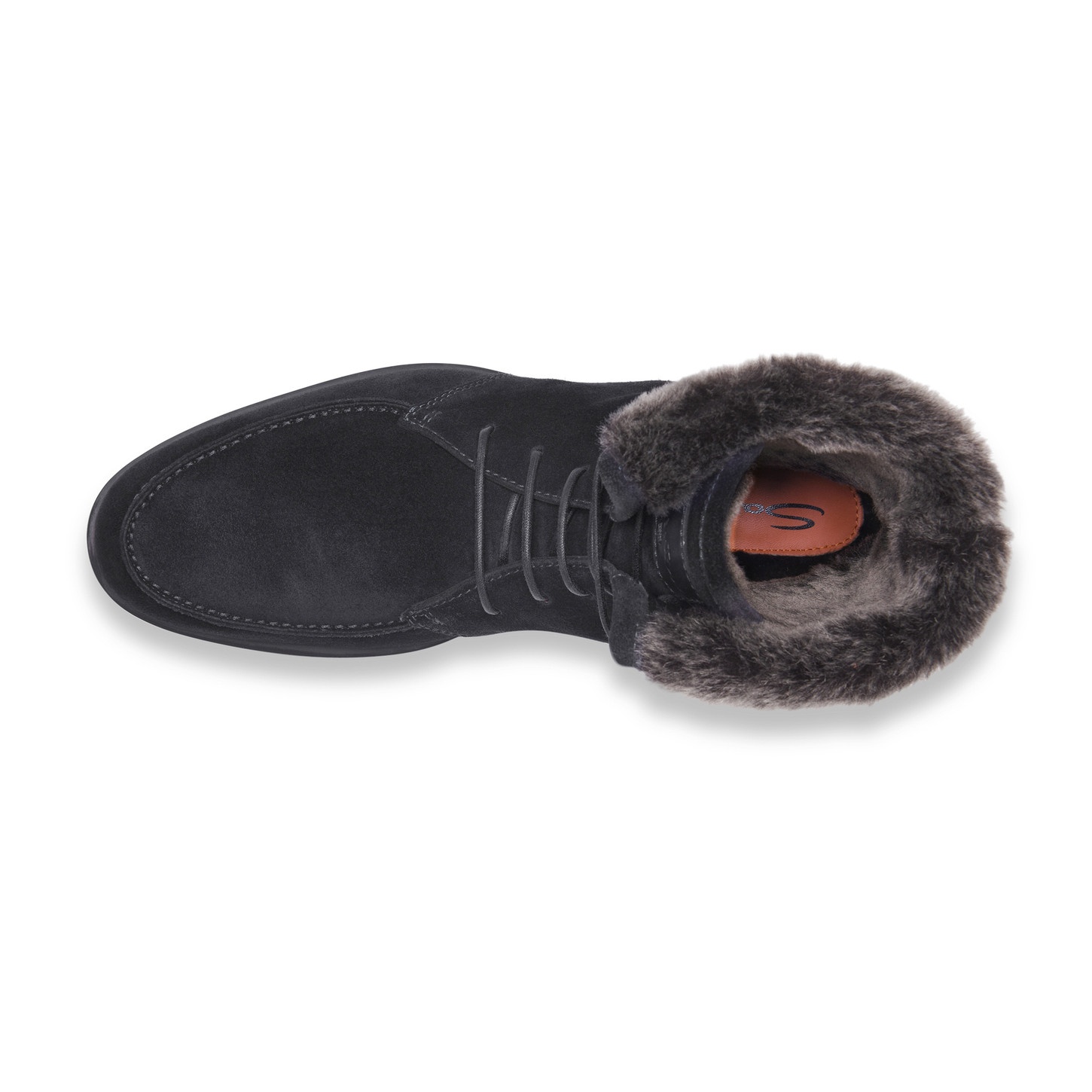Men’s blue suede lace-up boot with fur - 5