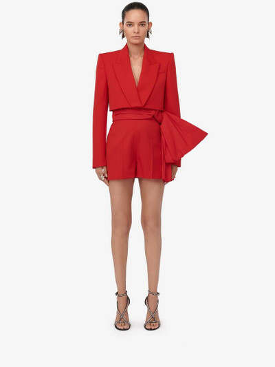 Alexander McQueen Women's Cropped Tuxedo Jacket in Lust Red outlook