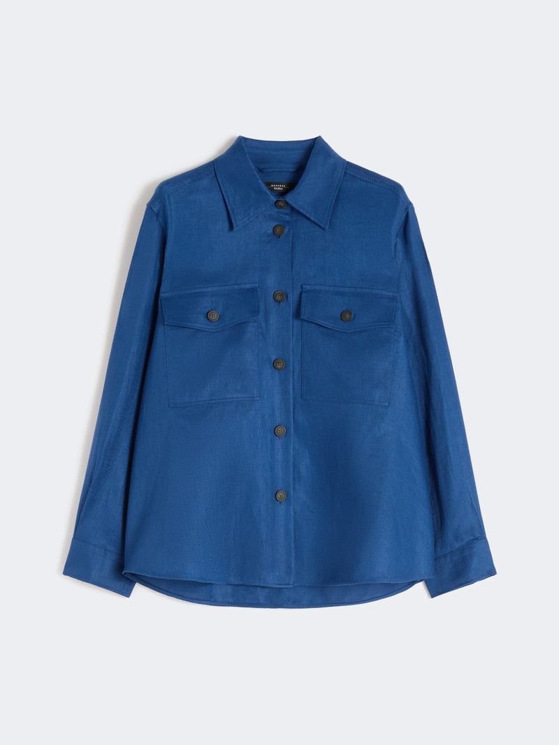 WKIPOMPOSA Linen workwear jacket - CORNFLOWER BLUE 1