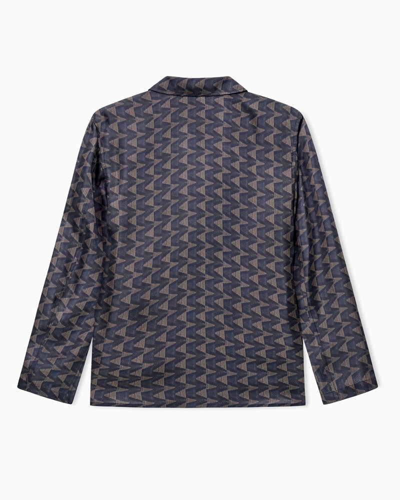 SINGLE-BREASTED JACKET IN CUPRO CANVAS WITH A GEOMETRIC PRINT 3