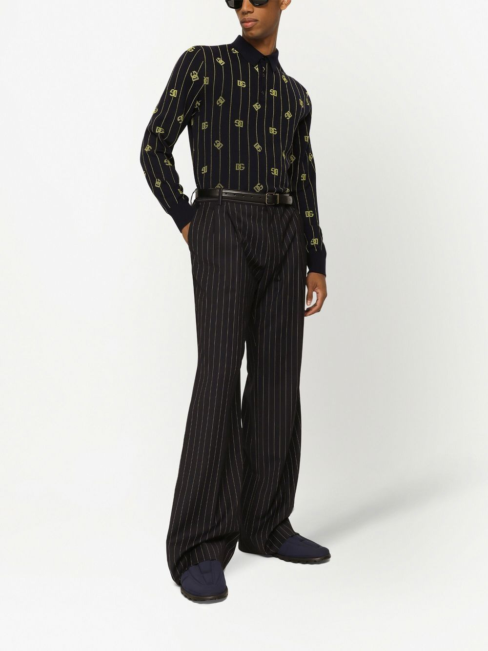 logo-jacquard long-sleeve polo shirt - 2
