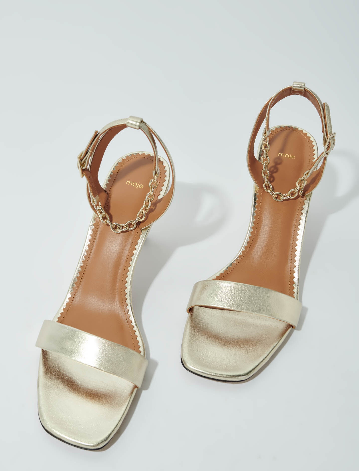 Gold metallic leather sandals - 3