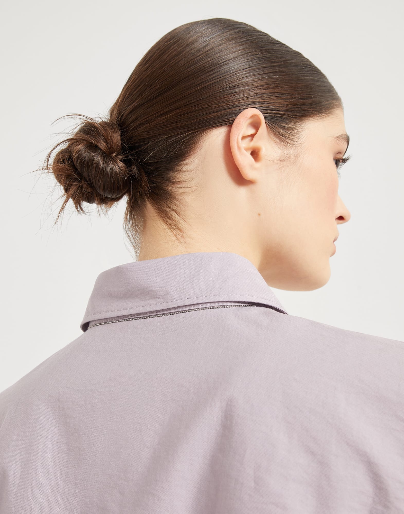 Techno cotton texture twill belted mini shirt dress with monili - 3