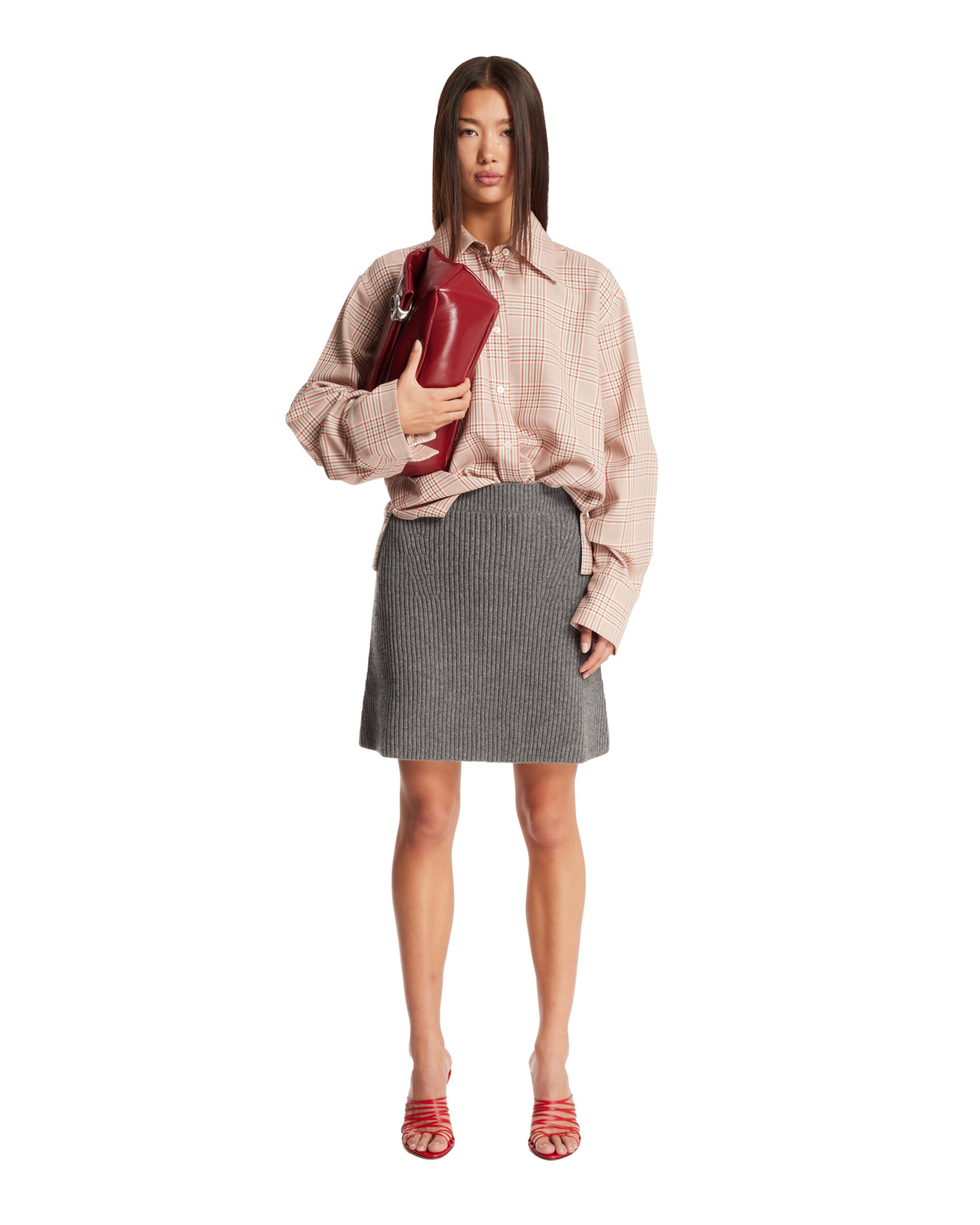 Gray Knit Mini Skirt - 2