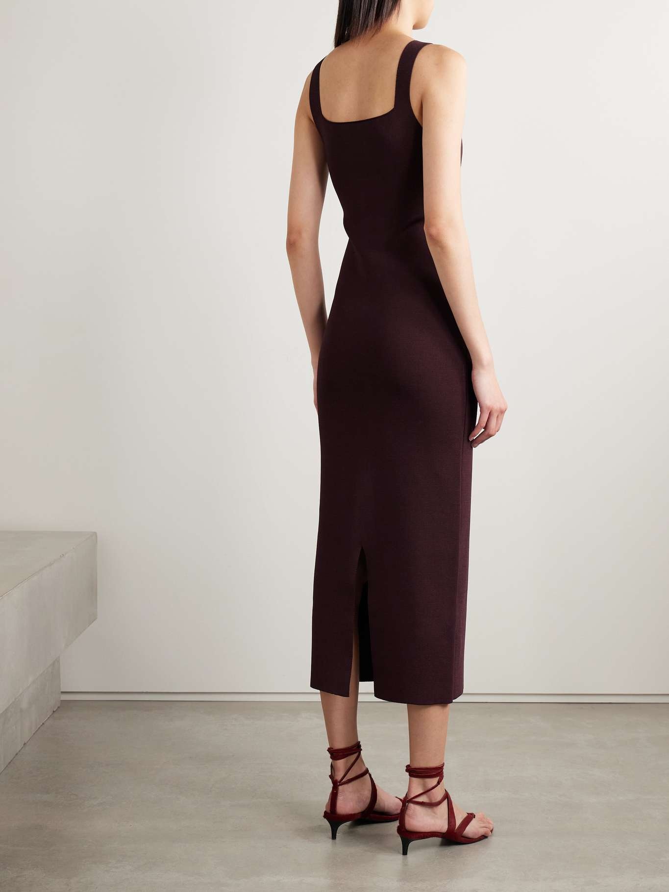 Dixi stretch-knit midi dress Burgundy - 4