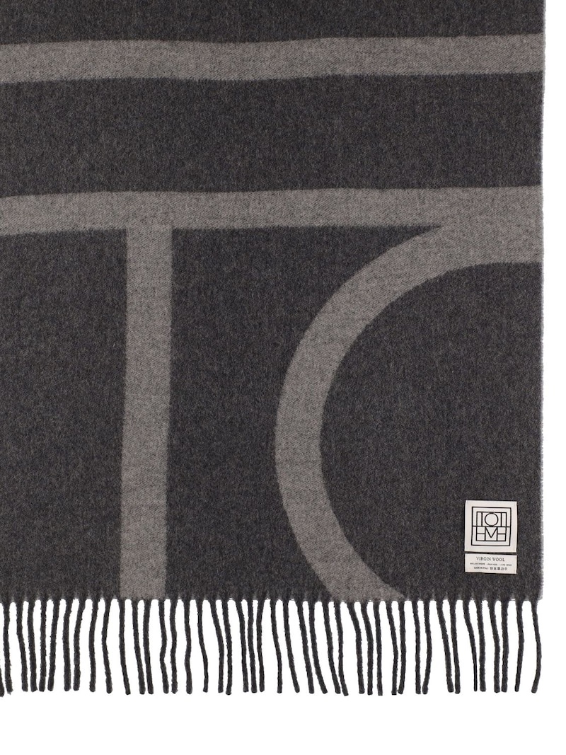 Monogram jacquard wool scarf - 3