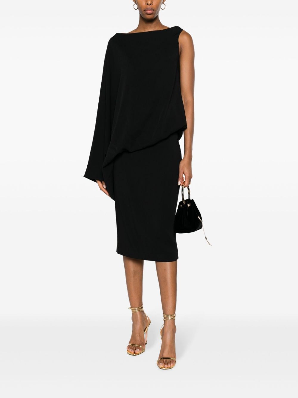 asymmetric silk midi dress - 2