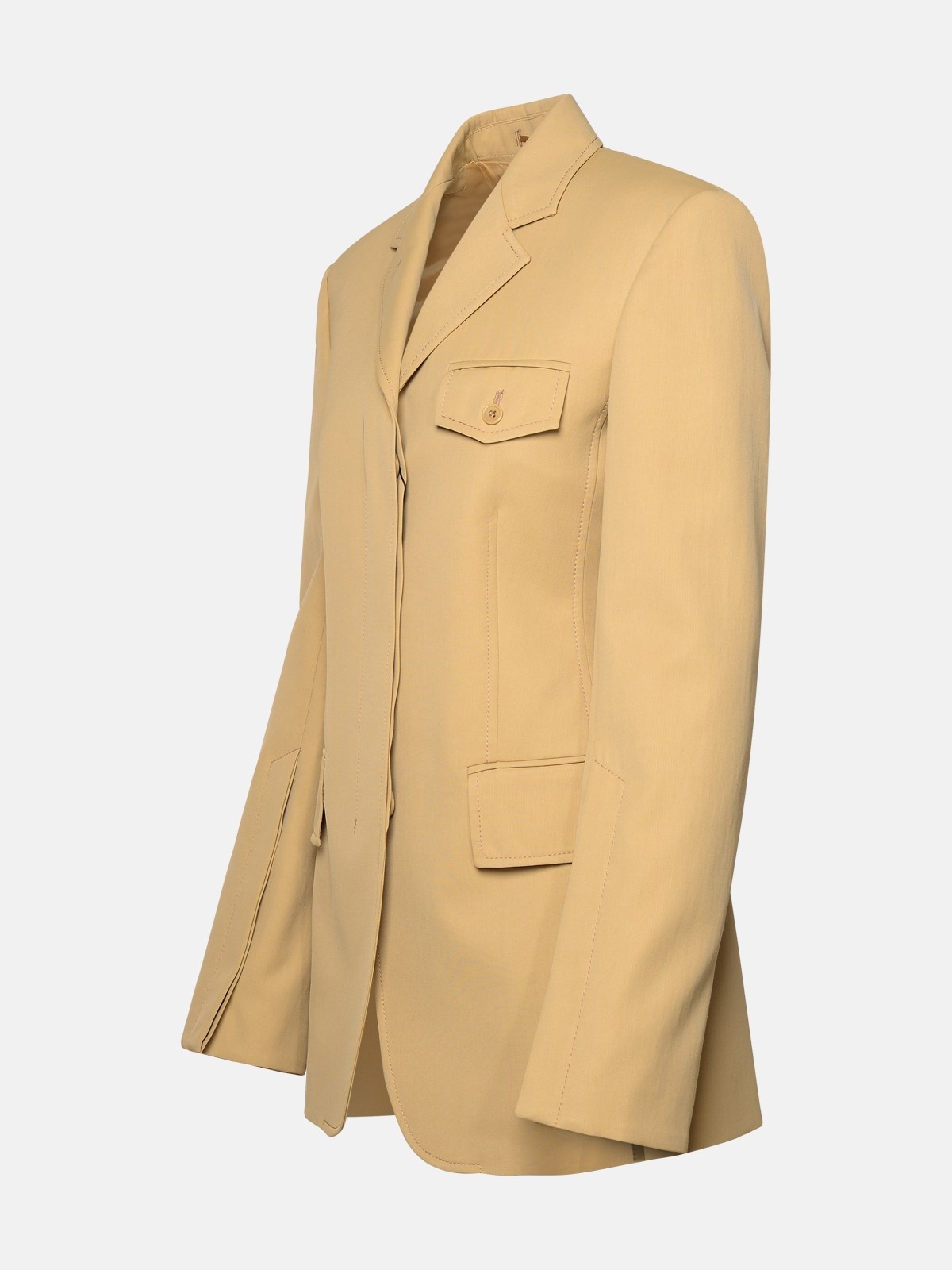 BEIGE COTTON BLEND BLAZER - 2
