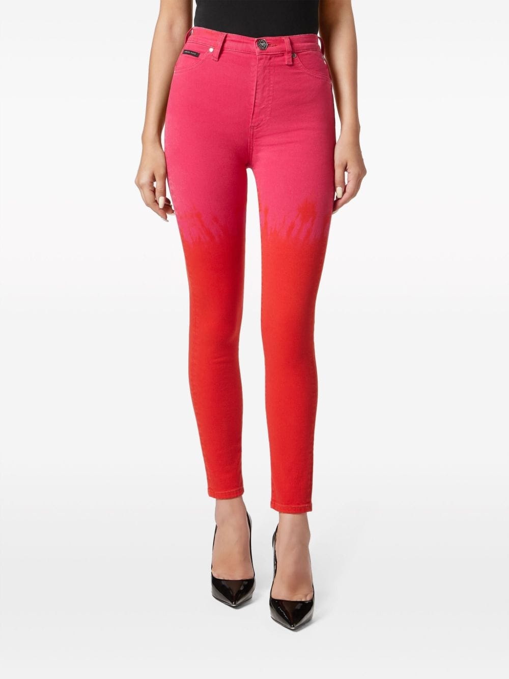 paint-splatter high-waist jeans - 3