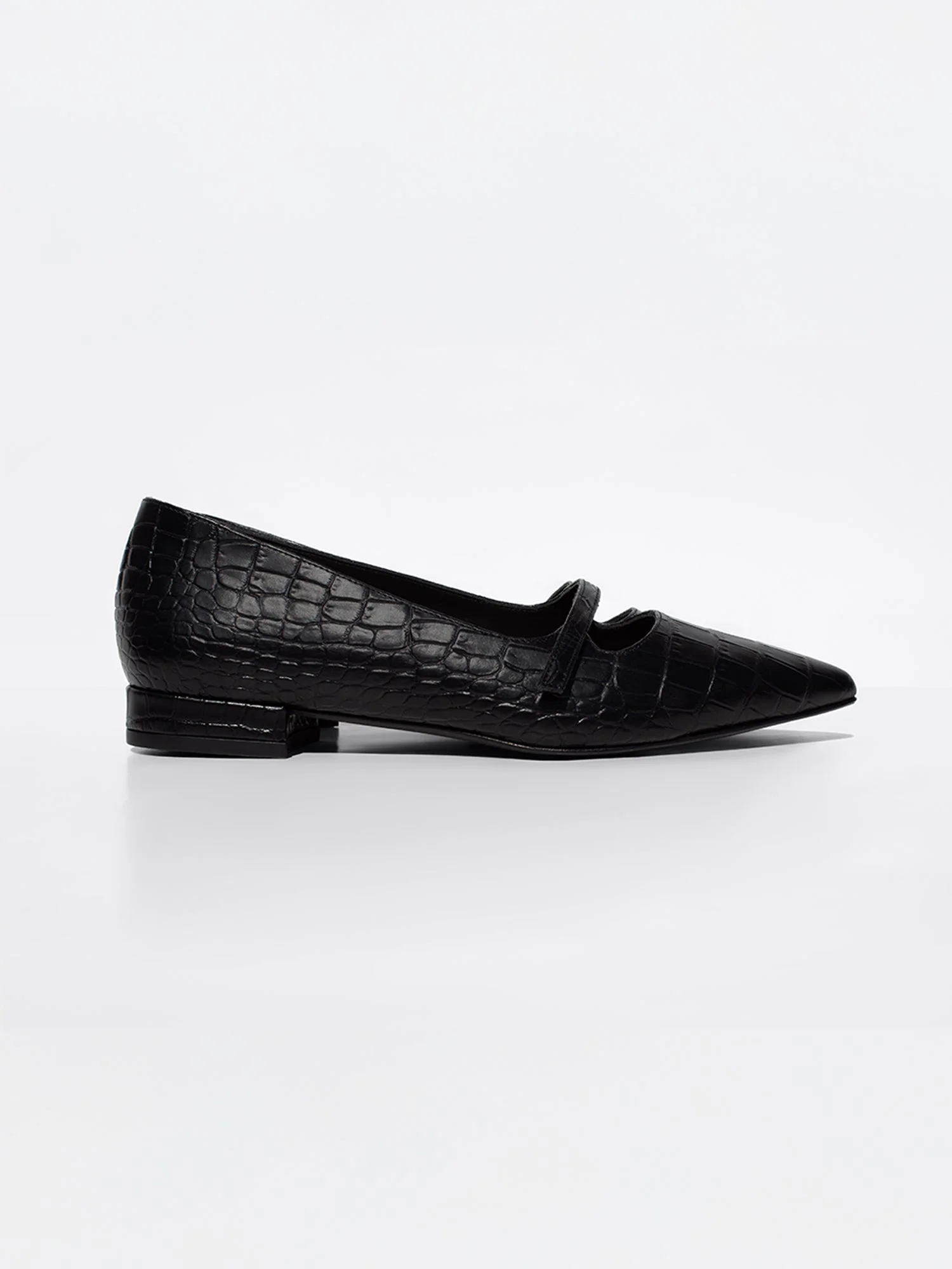 The Roma Croco Leather Flat - 1