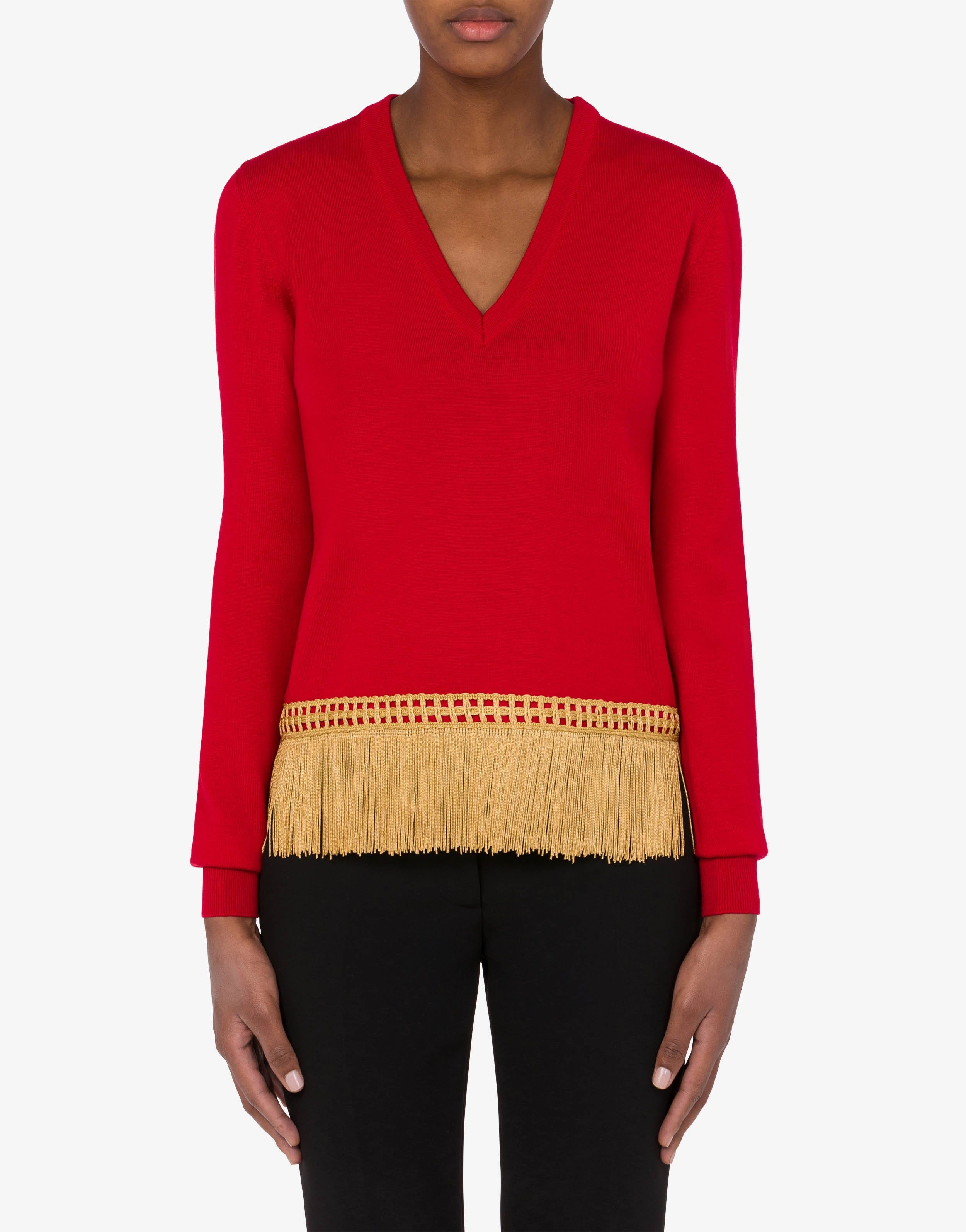WOOL PULLOVER WITH FRINGING - 2