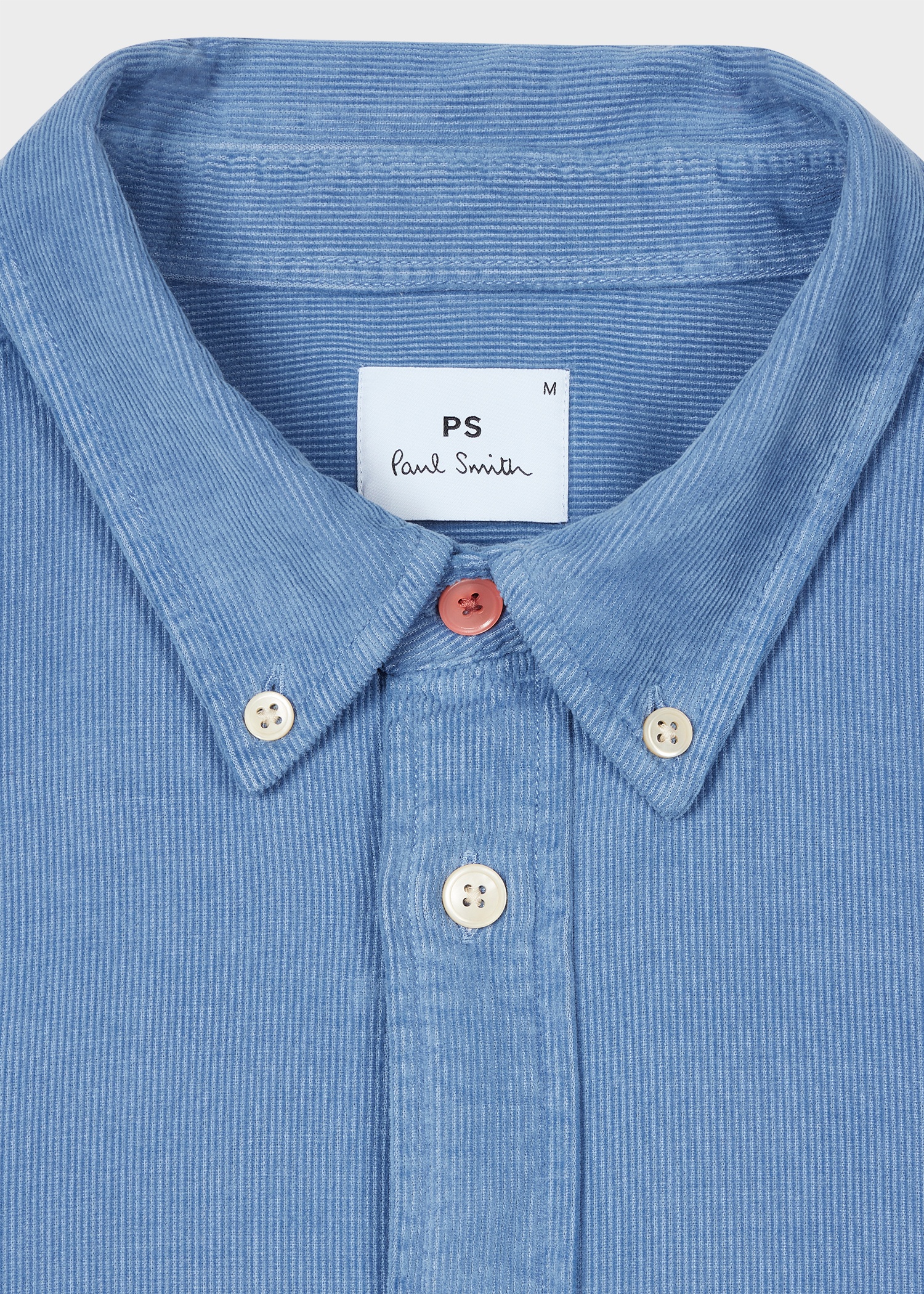 Tailored-Fit Pale Blue Corduroy Button-Down Shirt - 3
