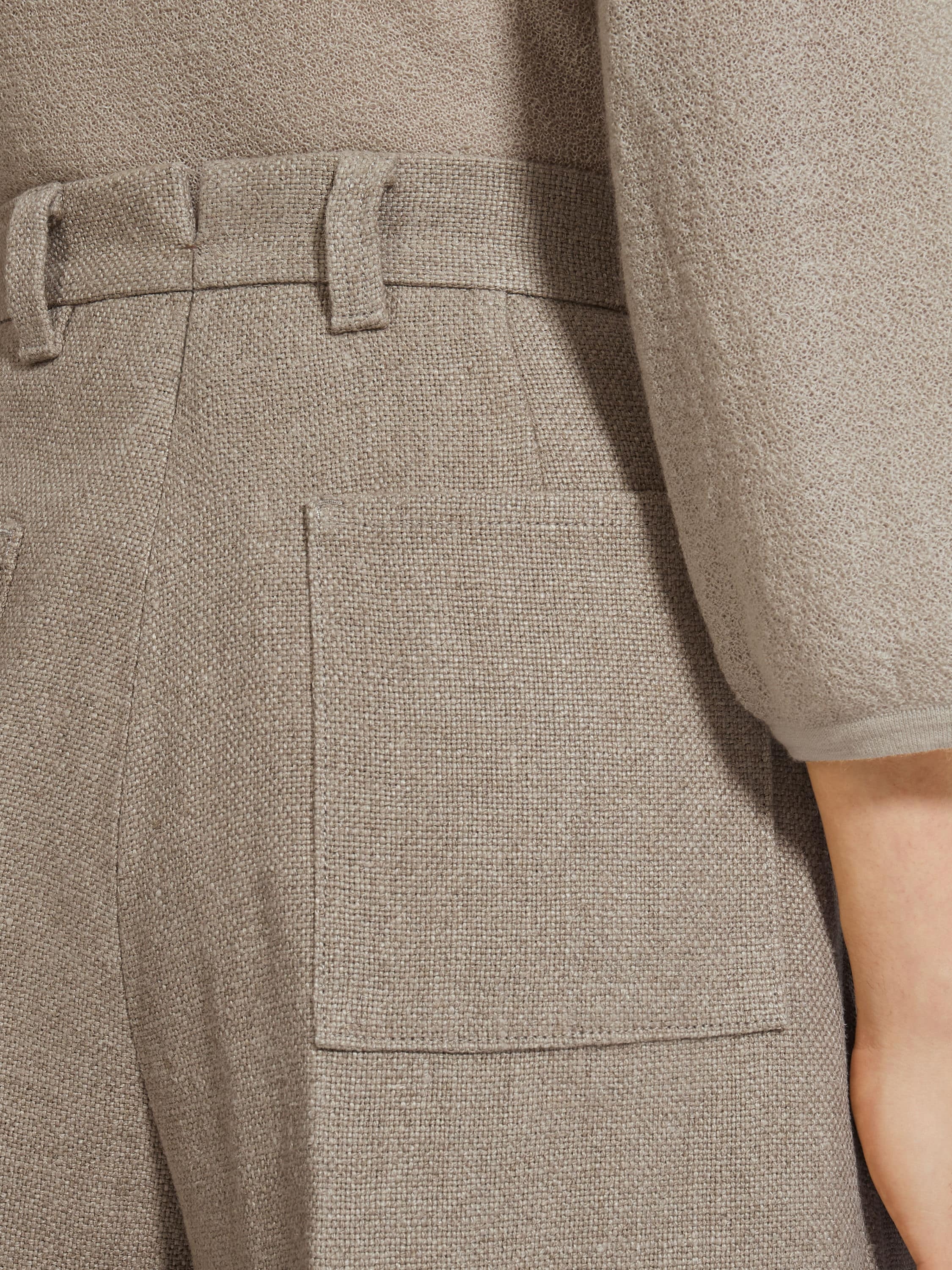 BEIGE MÉLANGE LINEN PANTS - 2