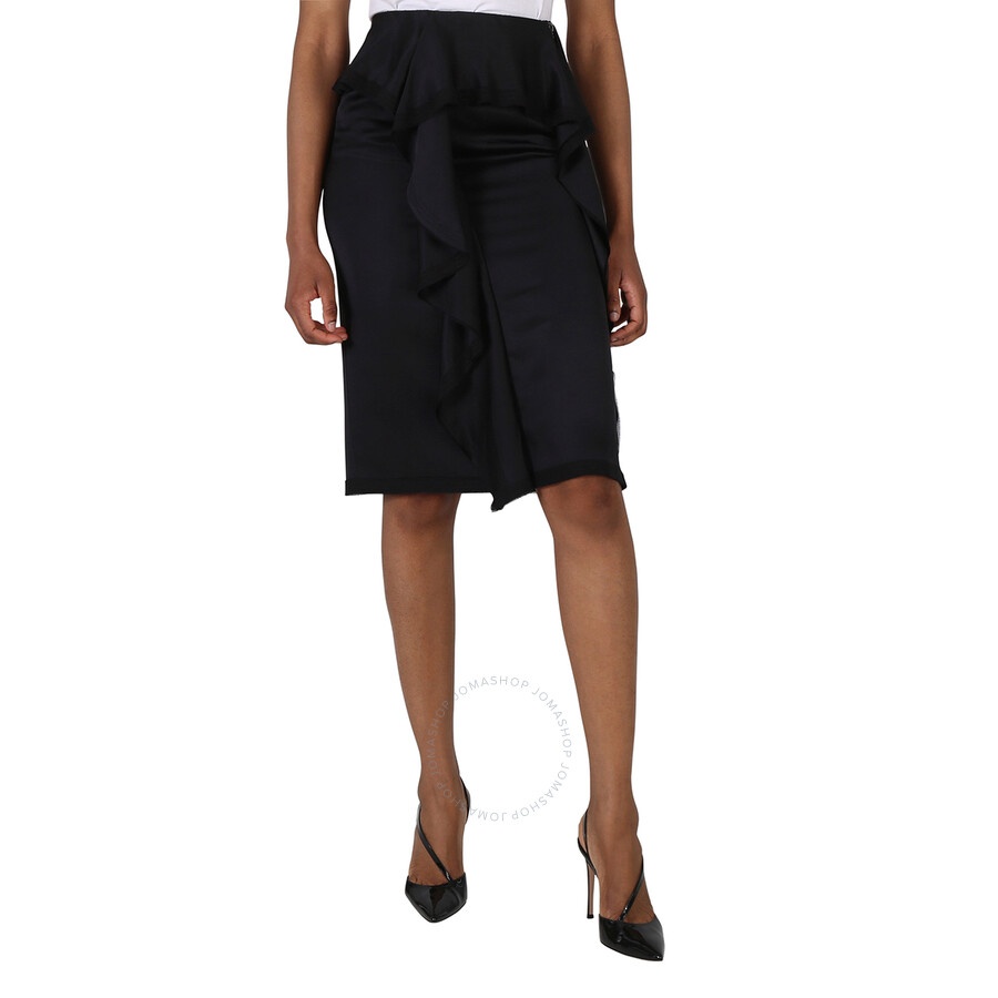 Open Box - Burberry Ladies Black Martia Ruffle Trim Silk Skirt, Brand Size 2 (US Size 0) - 3